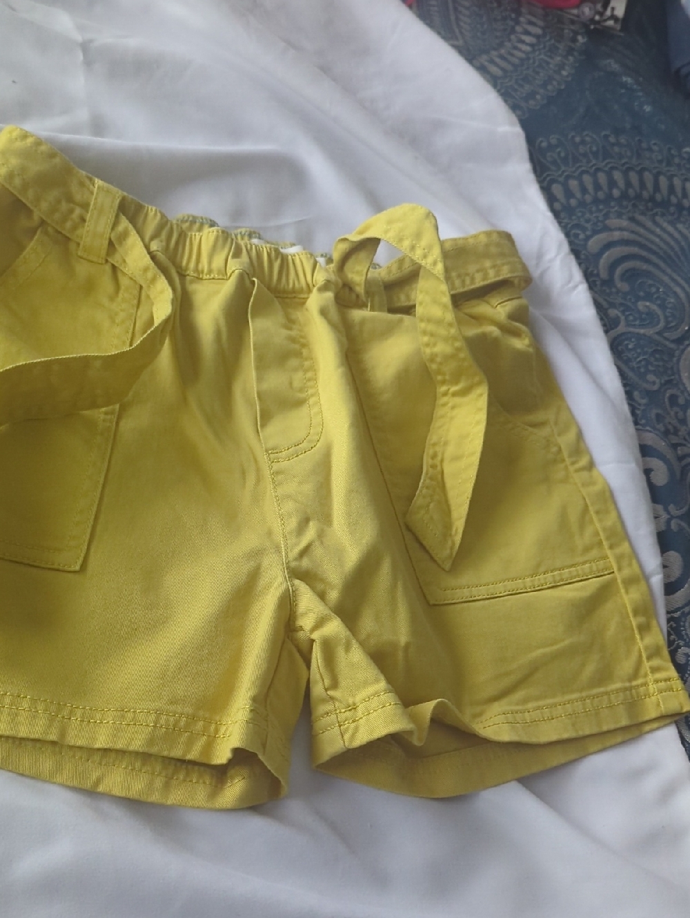 Mini Boden Yellow Tie-Waist Kids Shorts